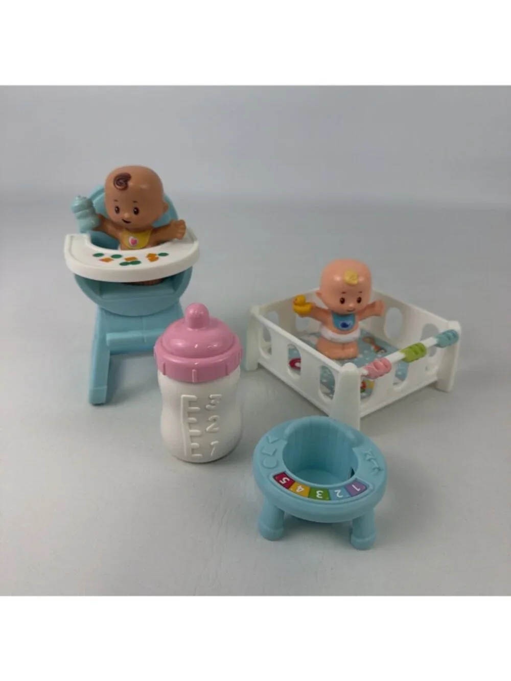 Fisher Price Little People 123 Babies Playdate Bundle w Baby High Chair Playpen